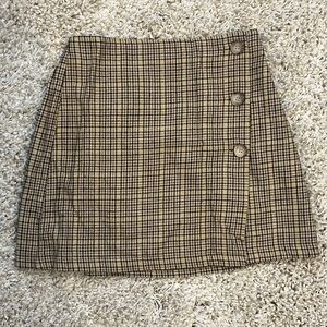 American Eagle Outfitters Tan Plaid Mini Skirt